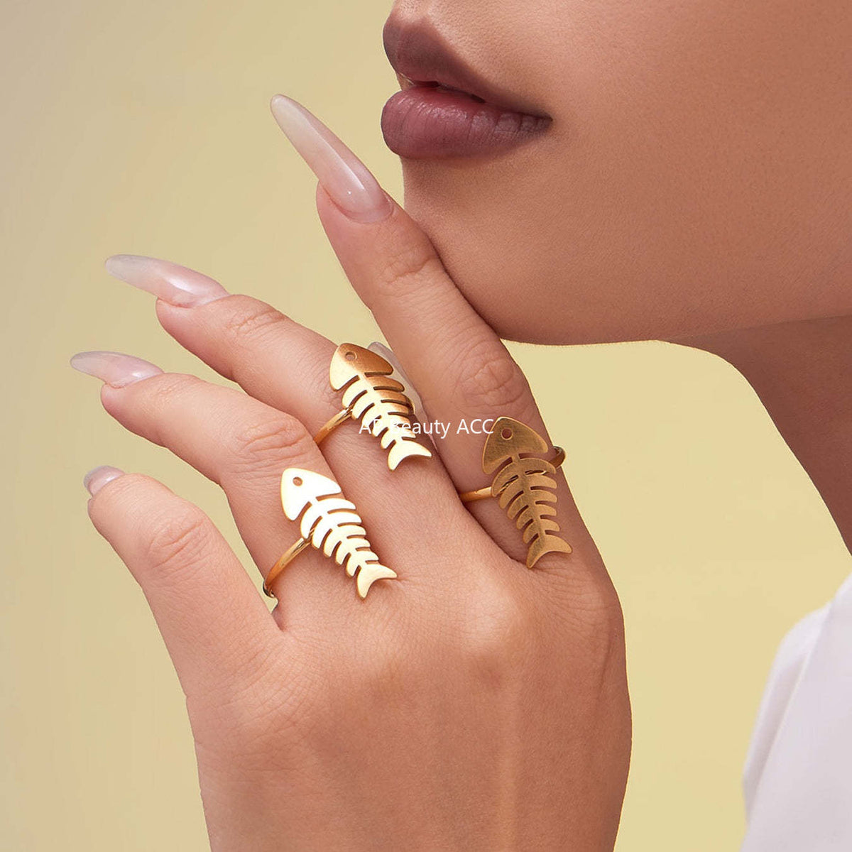 B廠-不鏽鋼18k鍍金魚骨愛心項鍊耳環戒指歐美氣質珠寶首飾套裝「TXP459」25.10-5