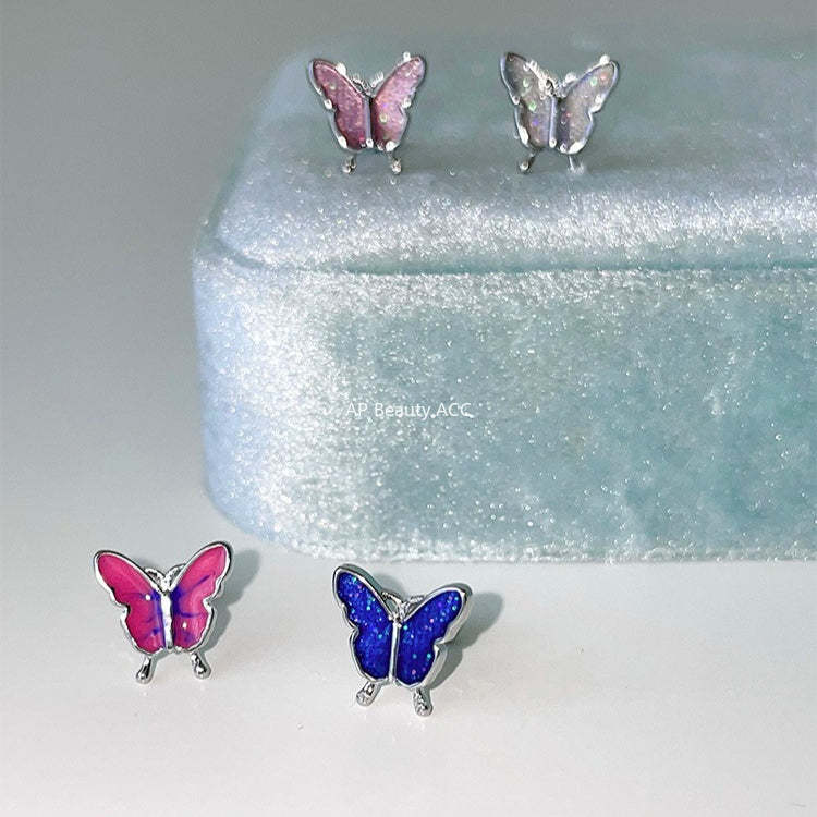 C廠-森系靈動蝴蝶耳釘女絕美夢幻甜美風銀針耳骨釘甜酷高級感秋冬耳飾「EH-4126」25.10-5