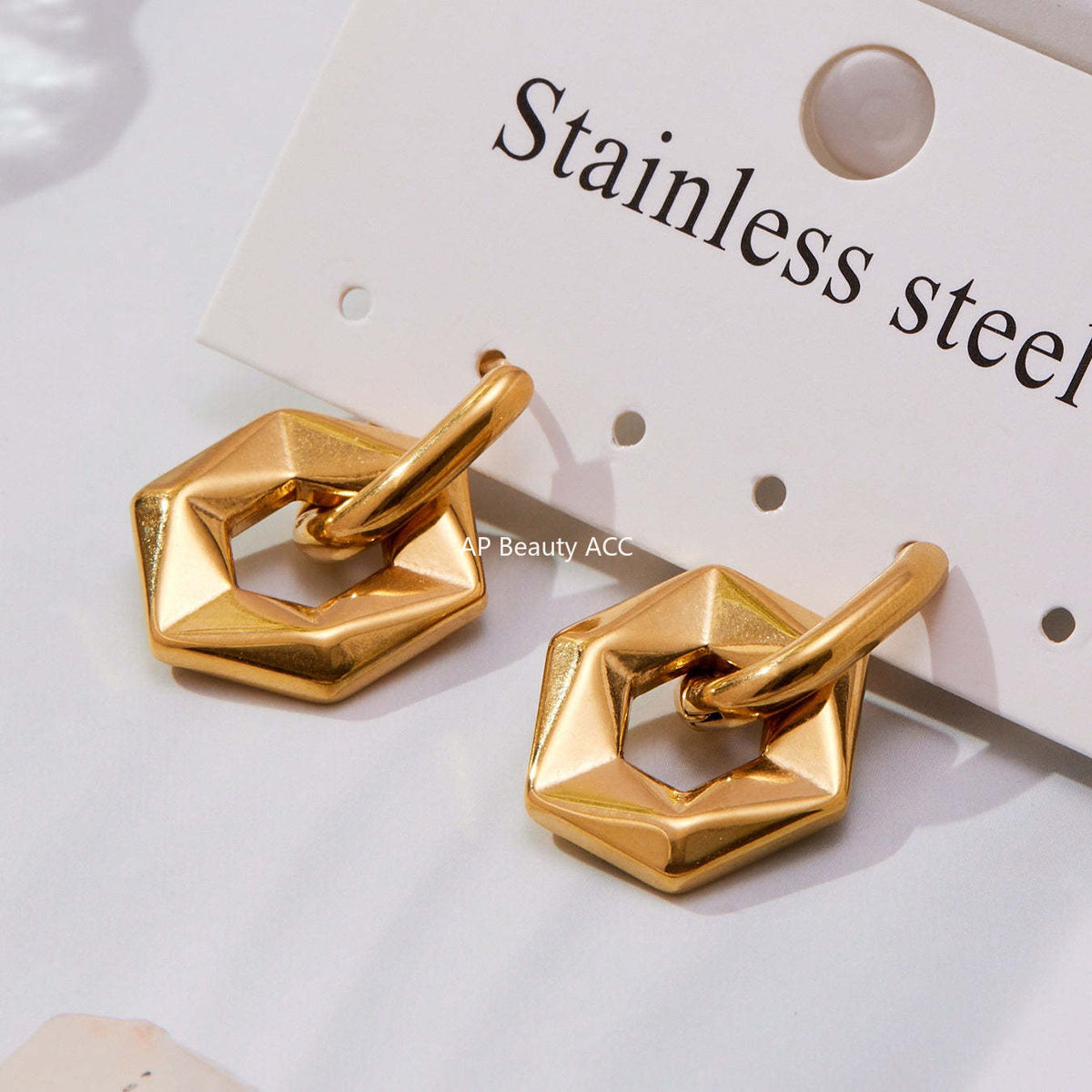 B廠-不鏽鋼幾何異形橢圓吊墜耳環INS歐美風簡約氣質耳飾鍍18k金「F364」25.10-5