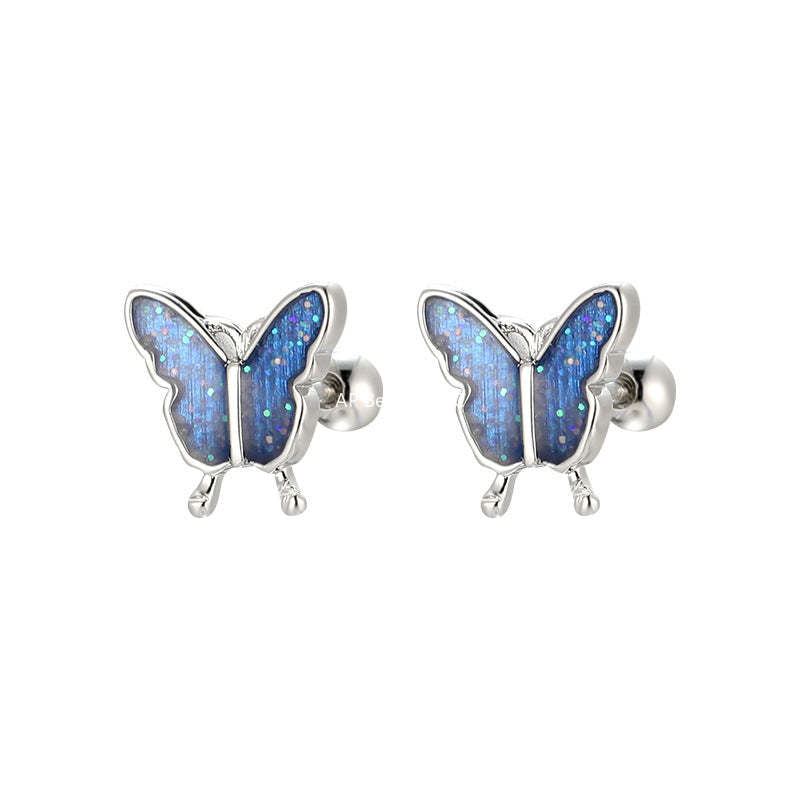 C廠-森系靈動蝴蝶耳釘女絕美夢幻甜美風銀針耳骨釘甜酷高級感秋冬耳飾「EH-4126」25.10-5