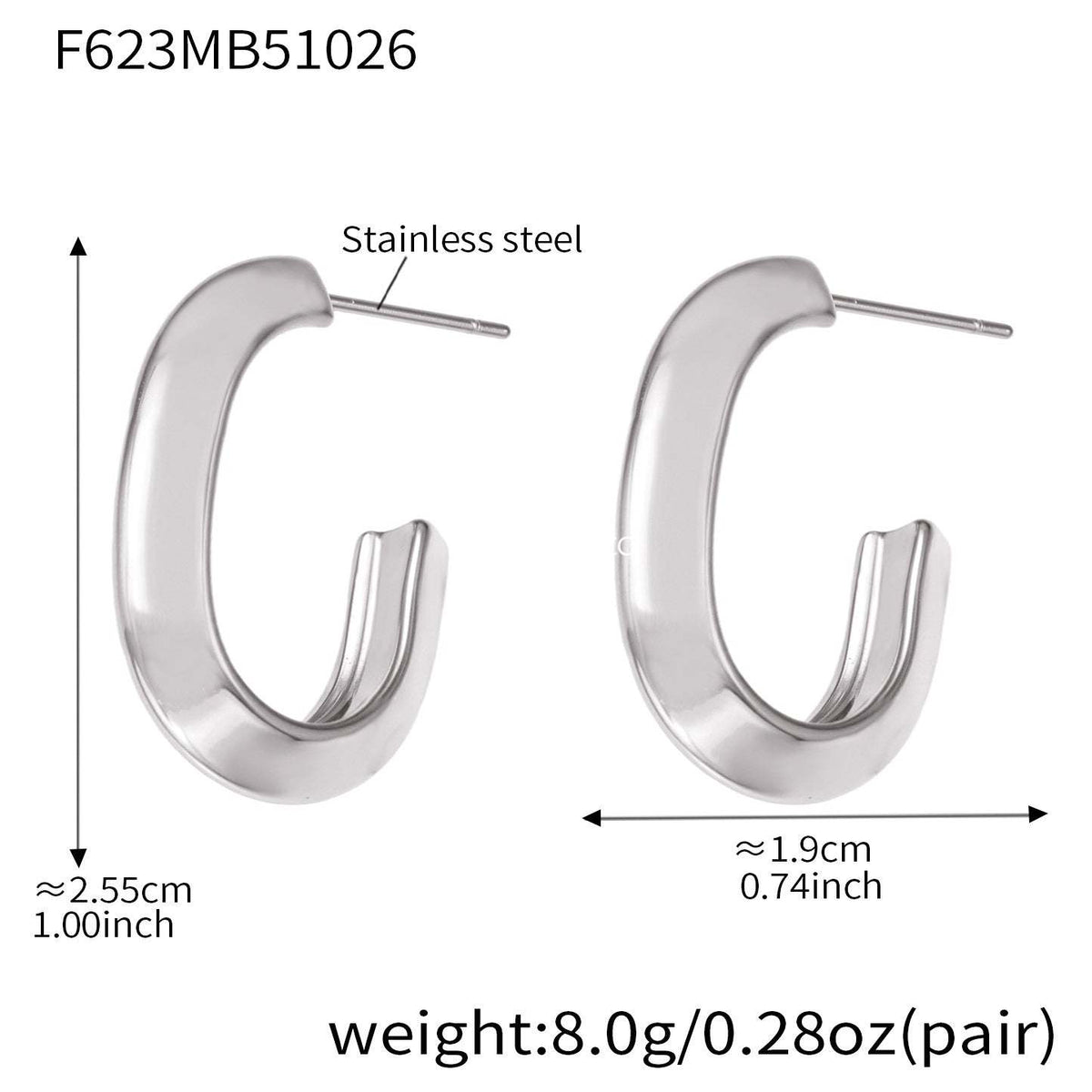 B廠-不鏽鋼凹槽弧面耳環歐美輕奢風小眾設計百搭耳飾鍍18k真金「F623」25.10-5