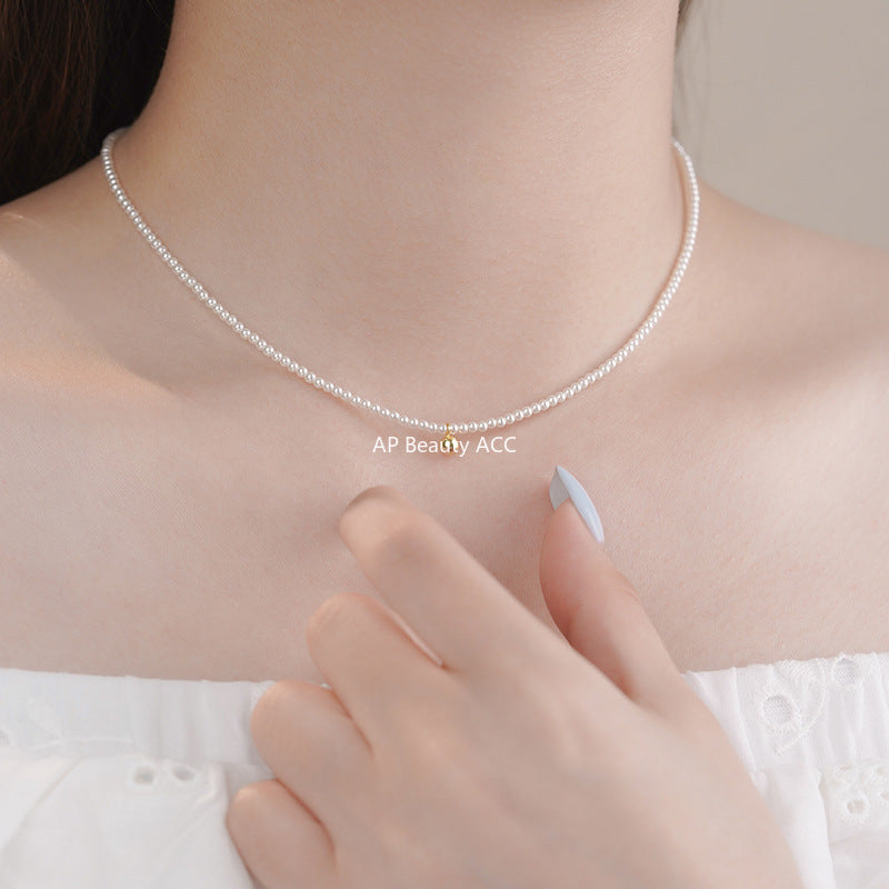 D廠-S925銀圓珠珍珠項鍊輕奢法式復古設計溫柔精美鎖骨鏈「YC4062N」25.10-2