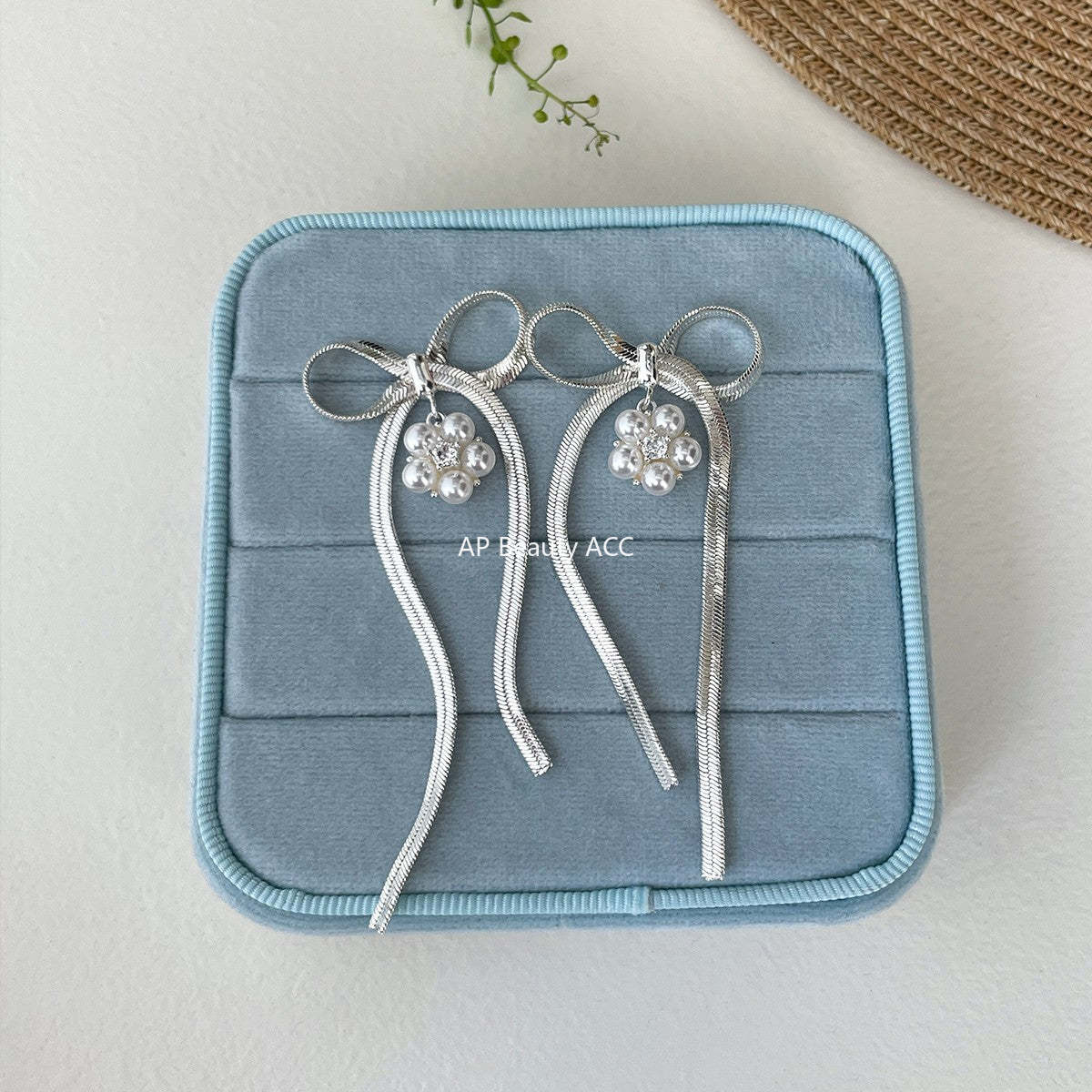 C廠-小清新絕美珍珠花朵耳釘女甜美百搭高級感蝴蝶結流蘇耳環精緻耳飾「EH-4139」25.10-5