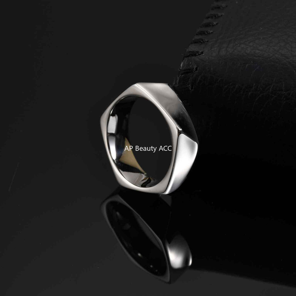 G廠-不鏽鋼男士小眾時尚個性簡約五邊形戒指黑色男士飾品「RC-915」25.10-5