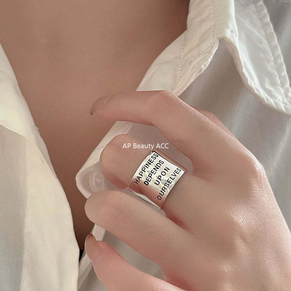 F廠-韓版飾品925純銀復古做舊取悅自我復古寬面戒指指環首飾時尚戒子「J960」25.10-5