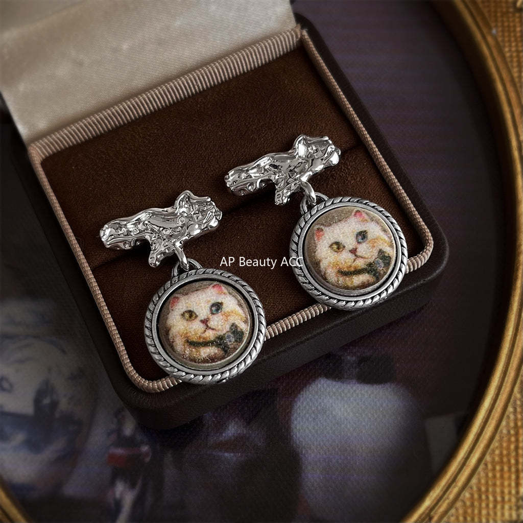 A廠-個性小眾設計手工設計感ins貓咪耳環女 新款買手店耳飾貨源批發「6974」25.10-5