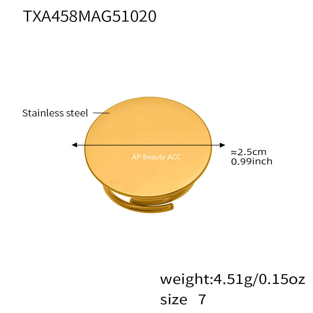 B廠-歐美簡約不鏽鋼大小圓圈項鍊耳環戒指套裝鍍18k金珠寶首飾「TXP458」25.10-5
