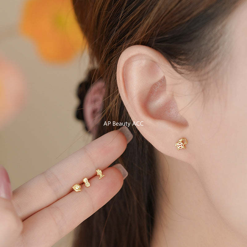 D廠-原創S999足銀萌馬搖財生肖馬輕奢耳環時尚本命年獨特耳飾批發「YC8536E_1 YC3961E_1 YC4060E_1」25.10-5