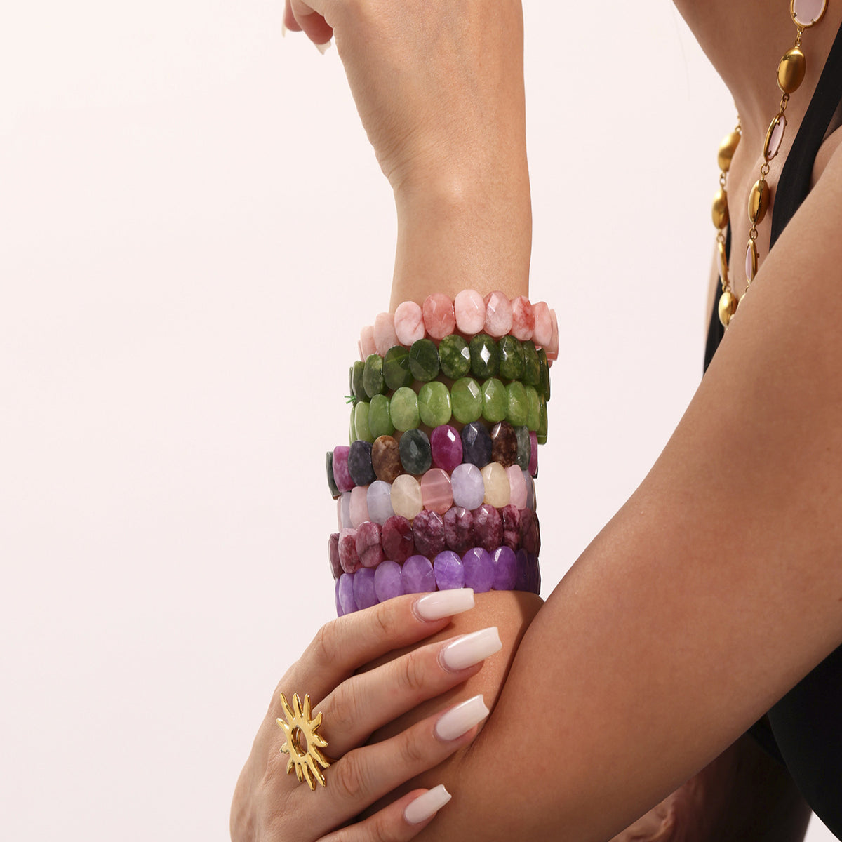 B廠-高品質暈染天然石手排手鐲簡約大氣珠寶鐲子手環飾品批發女「E656」25.06-4