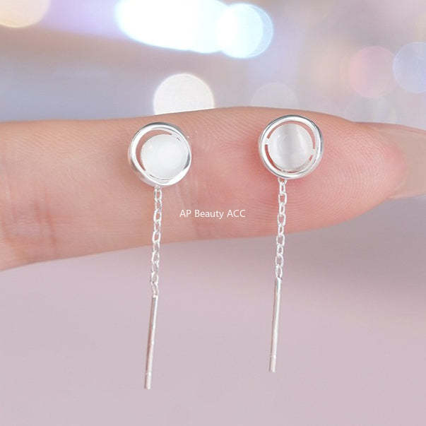 D廠-S999足銀輕奢圓環貓眼石耳線女高級感百搭可愛甜美耳環「YC8417E」25.10-5