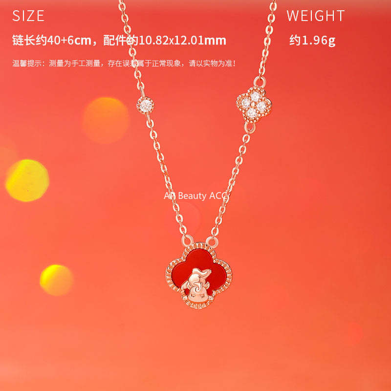 D廠-原創S925純銀馬到成功耳環本命年手鍊四葉草生肖馬項鍊批發「YC2693N_1 YC4913SL_1 YC9704E_1」25.10-5