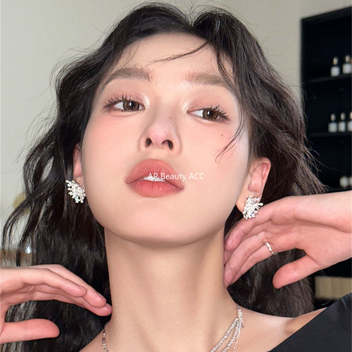 C廠-秋冬氣質高級感煙花耳釘女明媚大氣甜美珍珠耳環百搭通勤時尚耳飾「EH-4105」25.10-4