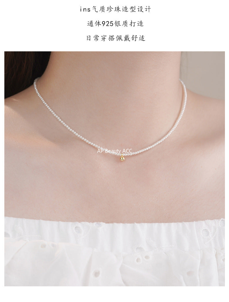 D廠-S925銀圓珠珍珠項鍊輕奢法式復古設計溫柔精美鎖骨鏈「YC4062N」25.10-2