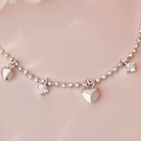 D廠-S925純銀愛心鋯石手鍊小眾韓風氣質文藝少女感清新手飾「YC4582SL_1」25.06-1