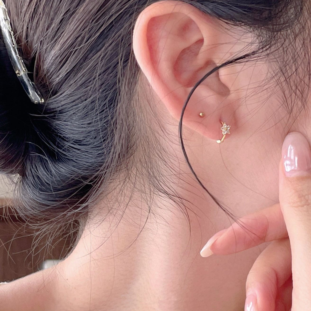 F廠-韓國韓版925純銀鋯石耳扣耳釘女簡約時尚ins小紅書耳環「C1409」25.09-3