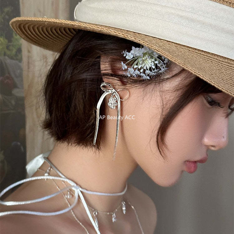 C廠-小清新絕美珍珠花朵耳釘女甜美百搭高級感蝴蝶結流蘇耳環精緻耳飾「EH-4139」25.10-5