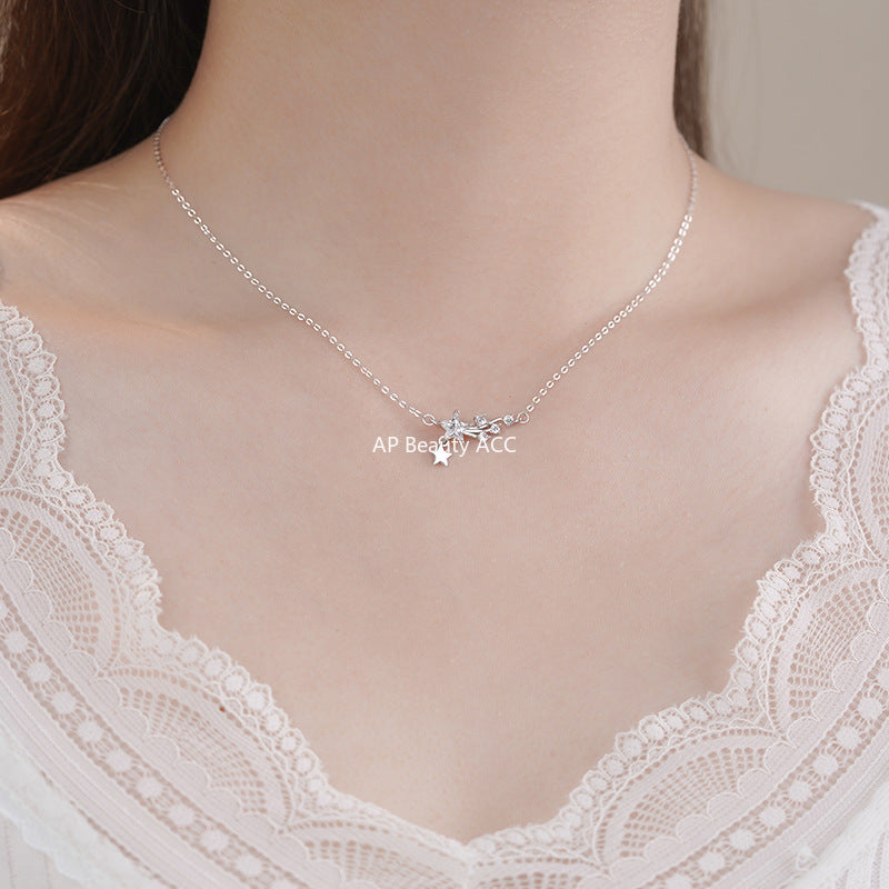 D廠-S999足銀流星項鍊新款微鑲浪漫甜美溫柔可愛送禮鎖骨鏈批發「YC3813N」25.10-2