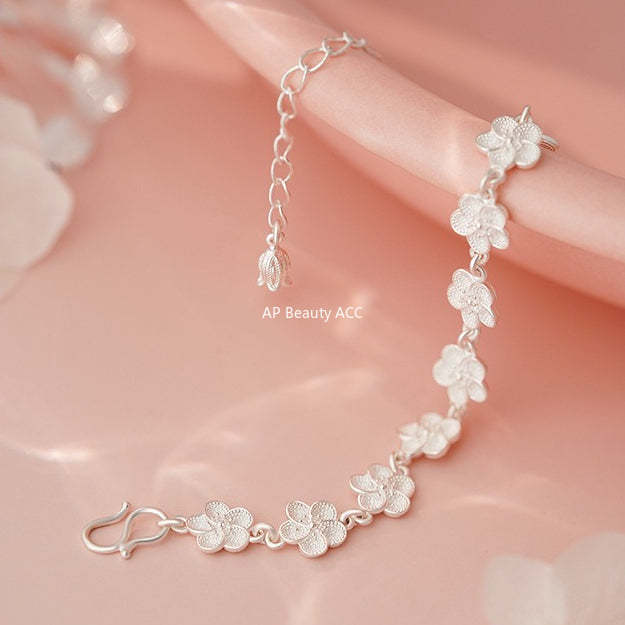 D廠-S999足銀花朵手鍊小清新設計感高級清新森系仙女精美手飾批發「YC4589SL_1」25.10-5