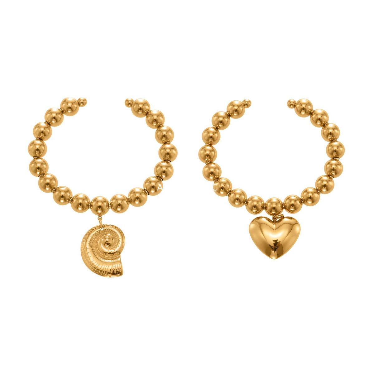 B廠-不鏽鋼空心歐美大愛心鋼珠手環鍍18k真金簡約時尚百搭手鐲「E701-E702」25.10-5