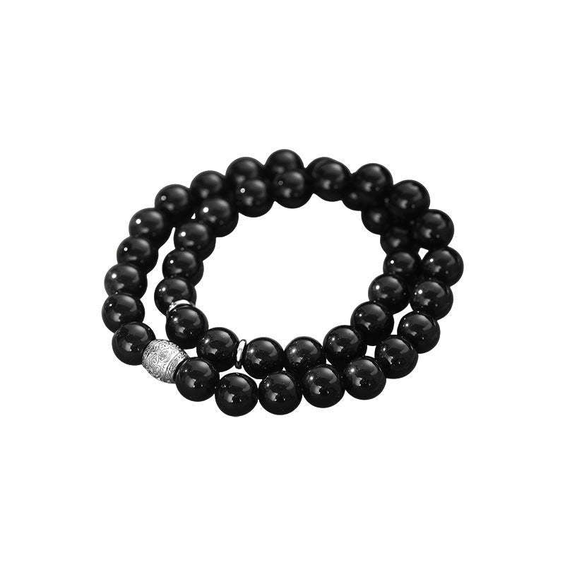 D廠-S999足銀簡約黑曜石手串女幾何氣質獨特時尚文藝送禮手飾批發「YC5148SL_1」25.10-5