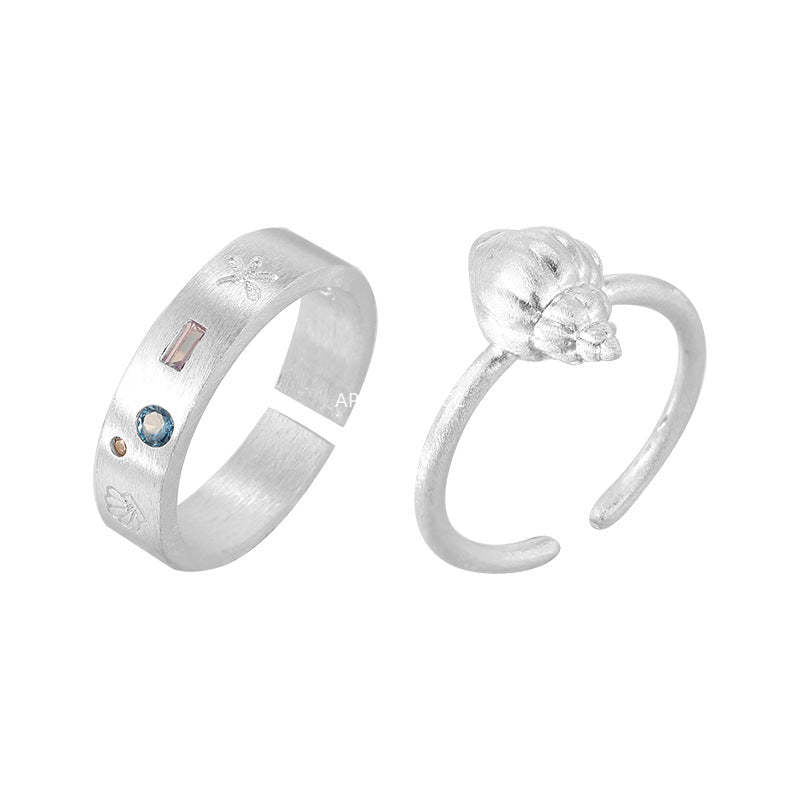 C廠-925純銀ins度假風海螺貝殼戒指女簡約精緻百搭高級感拉絲食指戒「JZ-0714」25.10-5