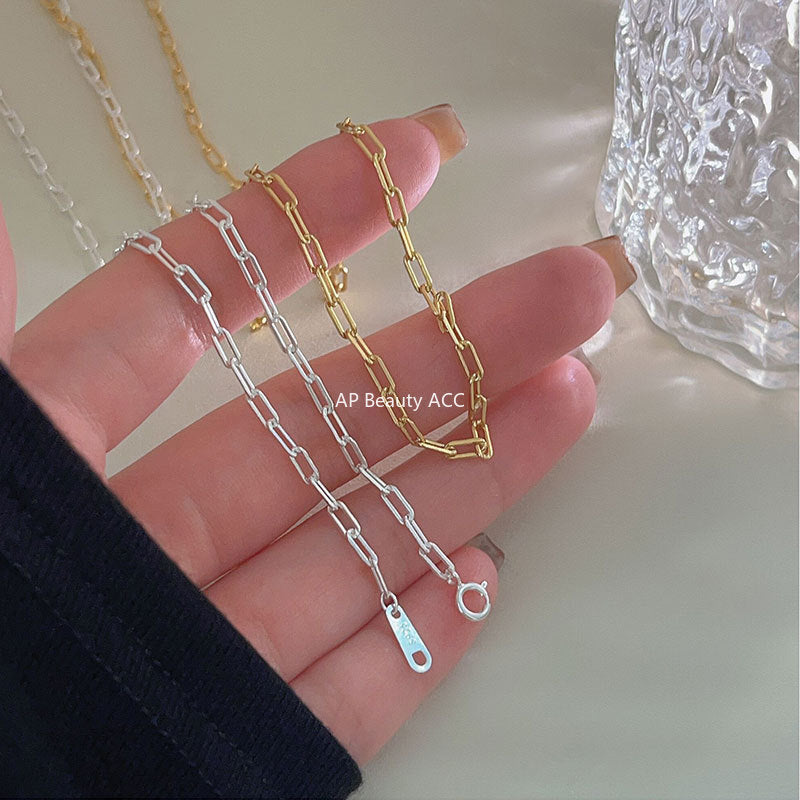 F廠-韓國韓版925純銀設計款鎖鏈重工choker項鍊短款脖鏈頸鏈飾「B567」25.10-1