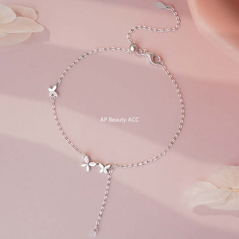 D廠-S925純銀清新蝴蝶結流蘇手鍊甜美風可愛百搭氣質休閒小眾手飾「YC5115SL_1」25.10-5