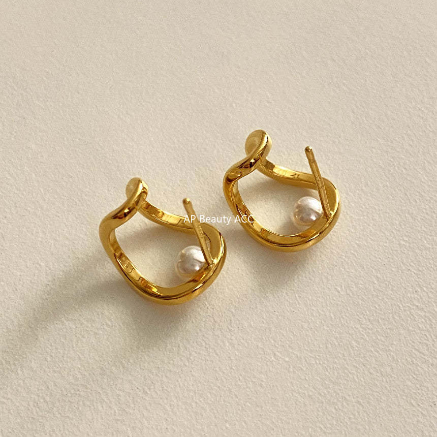 F廠-韓國韓版925純銀人造珍珠耳釘耳扣簡約氣質ins風耳釘「C1231」25.10-5