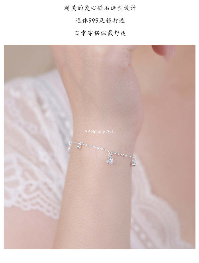 D廠-S999足銀簡約愛心圓珠手鍊精緻甜美疊戴韓風日常通勤手飾批發「YC4225SL_1」25.10-4