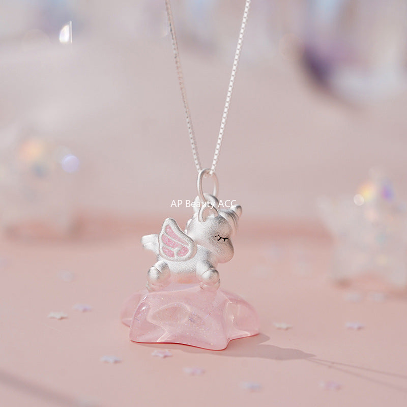 D廠-S999足銀獨角獸項鍊獨特設計感可愛韓風小清新溫柔鎖骨鏈「YC3892N」25.10-1