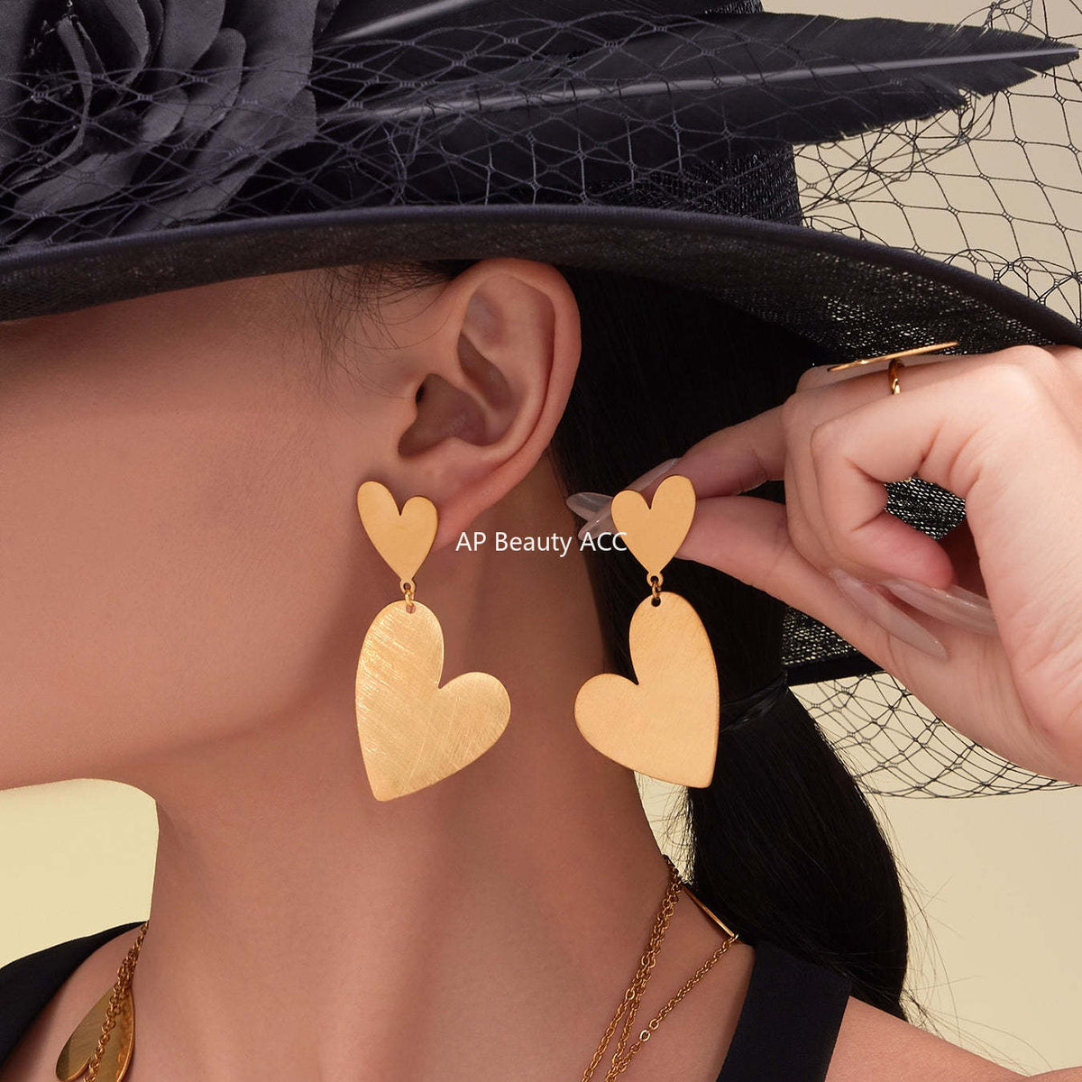 B廠-不鏽鋼大小愛心質感耳環戒指毛衣鏈跨境飾品套裝鍍18k真金「TXP462」25.10-5