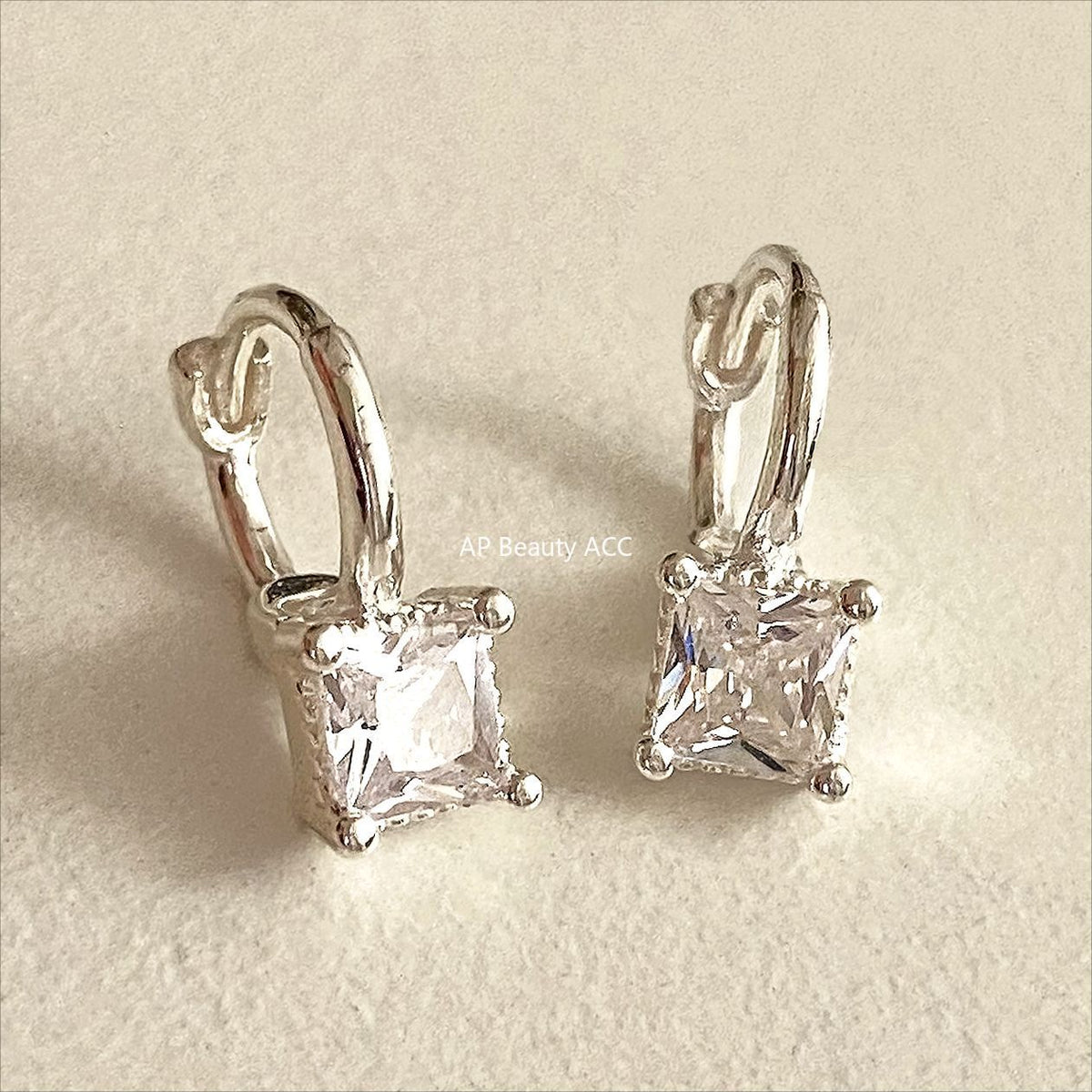 F廠-韓國韓版925純銀方鋯耳環耳扣簡約冷淡風氣質ins風耳飾「C1230」25.10-5