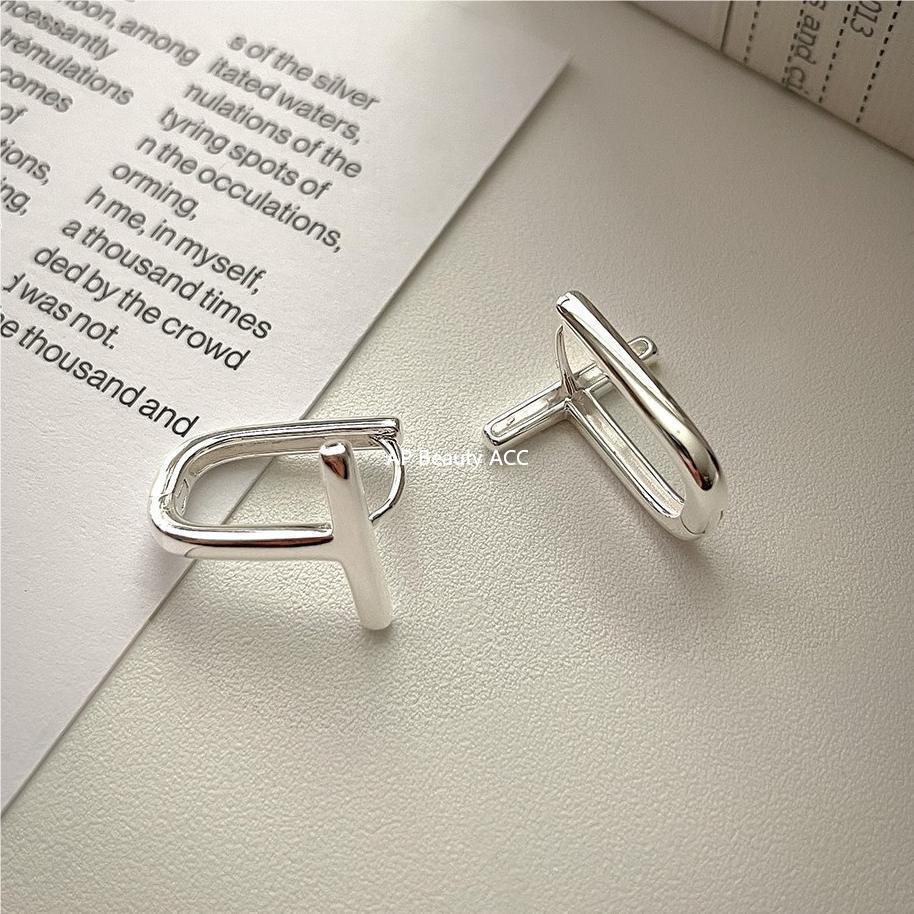 F廠-韓國韓版925純銀T字個性字母耳釘耳扣女簡約時尚ins風耳環「C1092」25.10-4