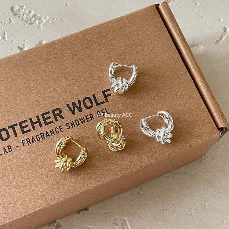 C廠-時尚簡約扭曲打結耳環女個性冷淡風百搭耳扣設計感小眾輕奢耳飾「EH-4325」25.12-3