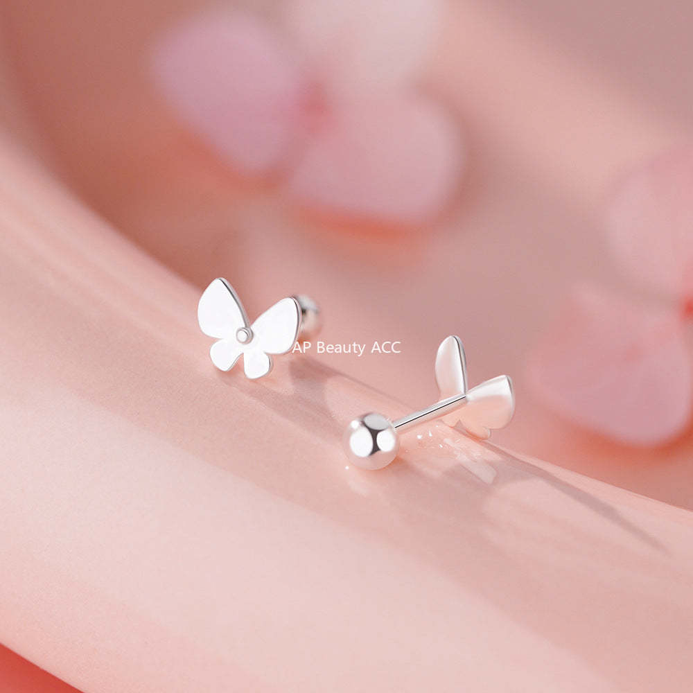 D廠-足銀S999可愛蝴蝶螺絲耳環你甜美風小清新氣質小巧精緻耳飾「YC6506E_1」25.11-4