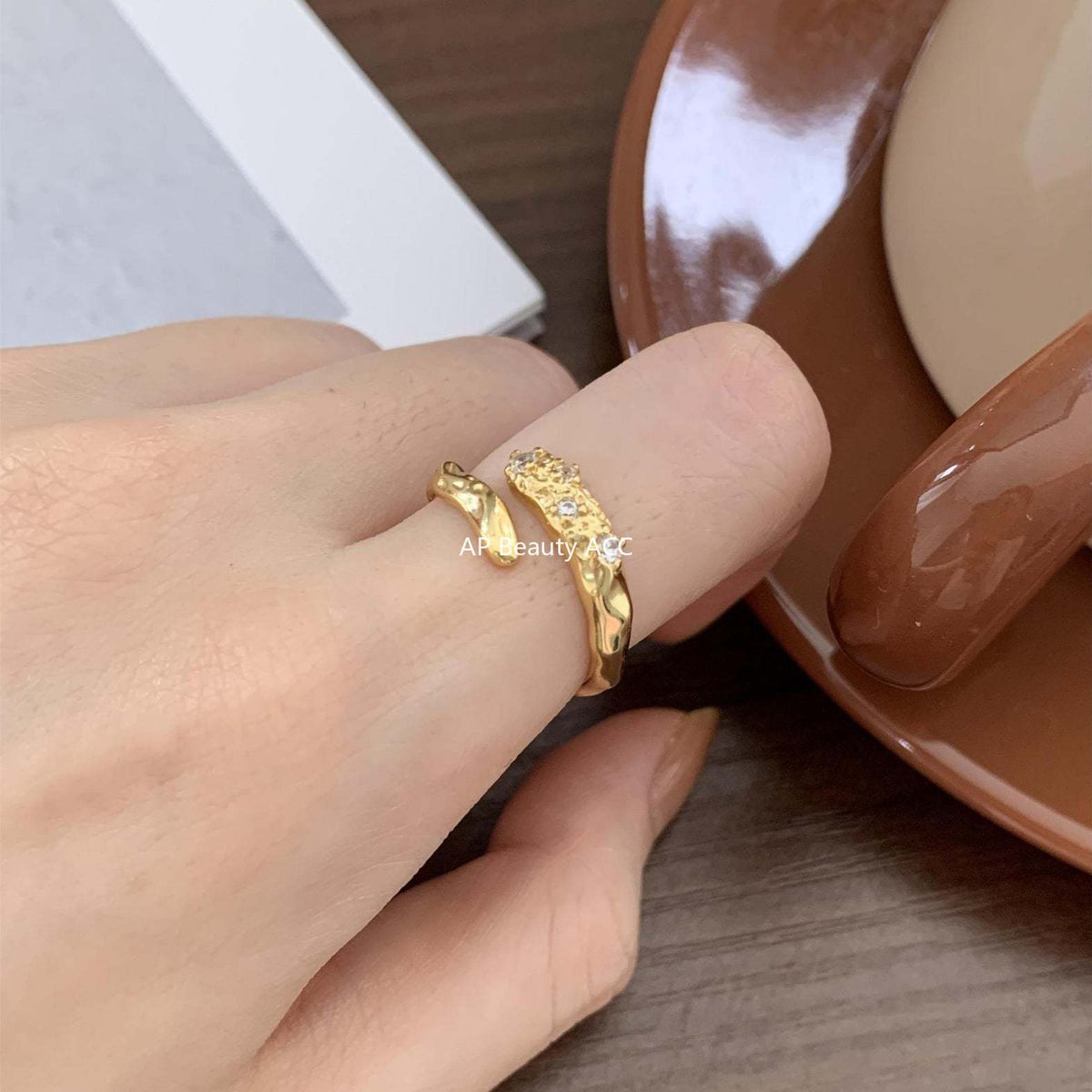 F廠-法式風925純銀鑲鑽不規則戒指 極簡時尚女設計感ins網紅戒「J1269」25.12-2