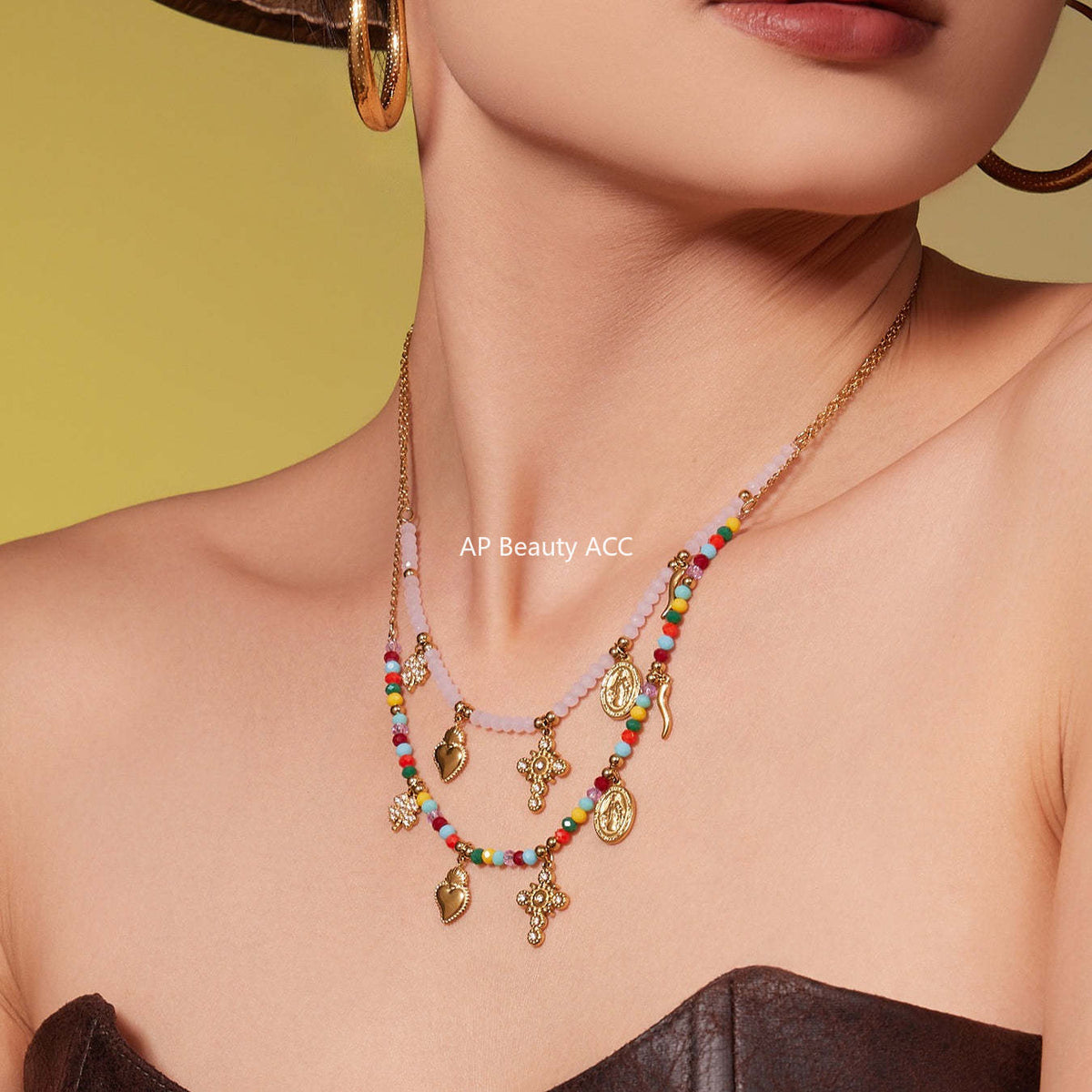 B廠-天然切面水晶石飾品5A鋯石DIY多配件手鍊項鍊不鏽鋼套裝女「TXP481」25.11-4