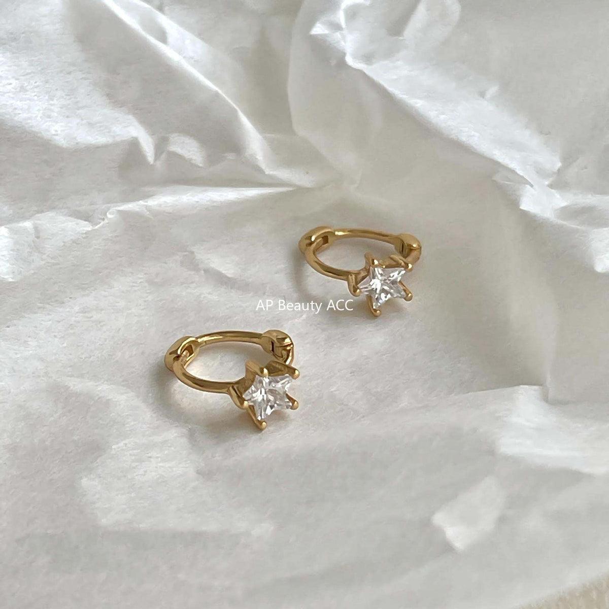 F廠-韓國韓版925純銀星星鋯石耳扣耳環簡約氣質百搭ins風耳飾「C1423」25.11-4