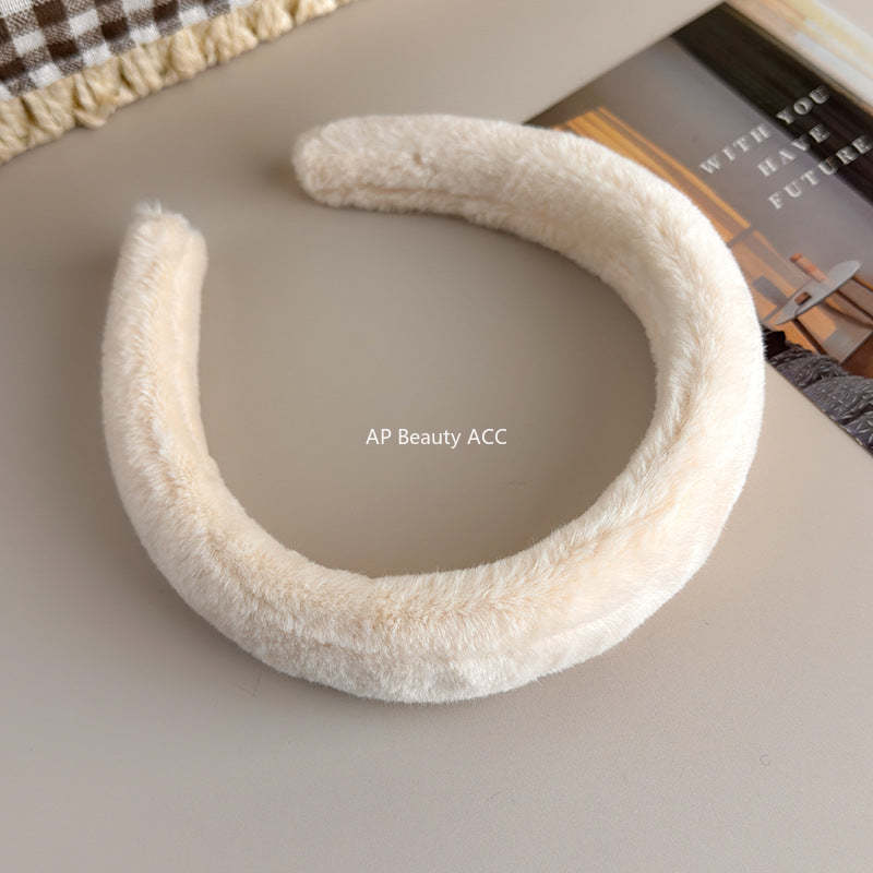 E廠-秋冬仿兔毛軟糯毛毛高顱頂寬髮箍氣質百搭溫暖毛絨絨壓髮頭箍髮飾「19179」25.11-3