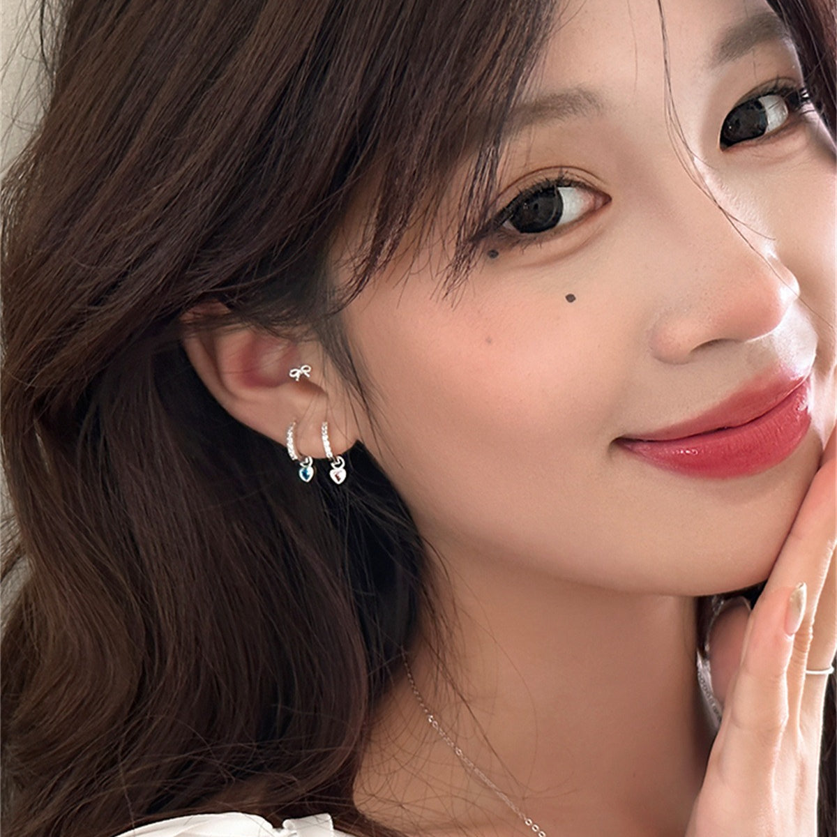 C廠-日韓甜美粉色鋯石愛心耳環女輕奢高級感ins百搭耳圈精緻小眾耳飾「EH-4052」25.09-3