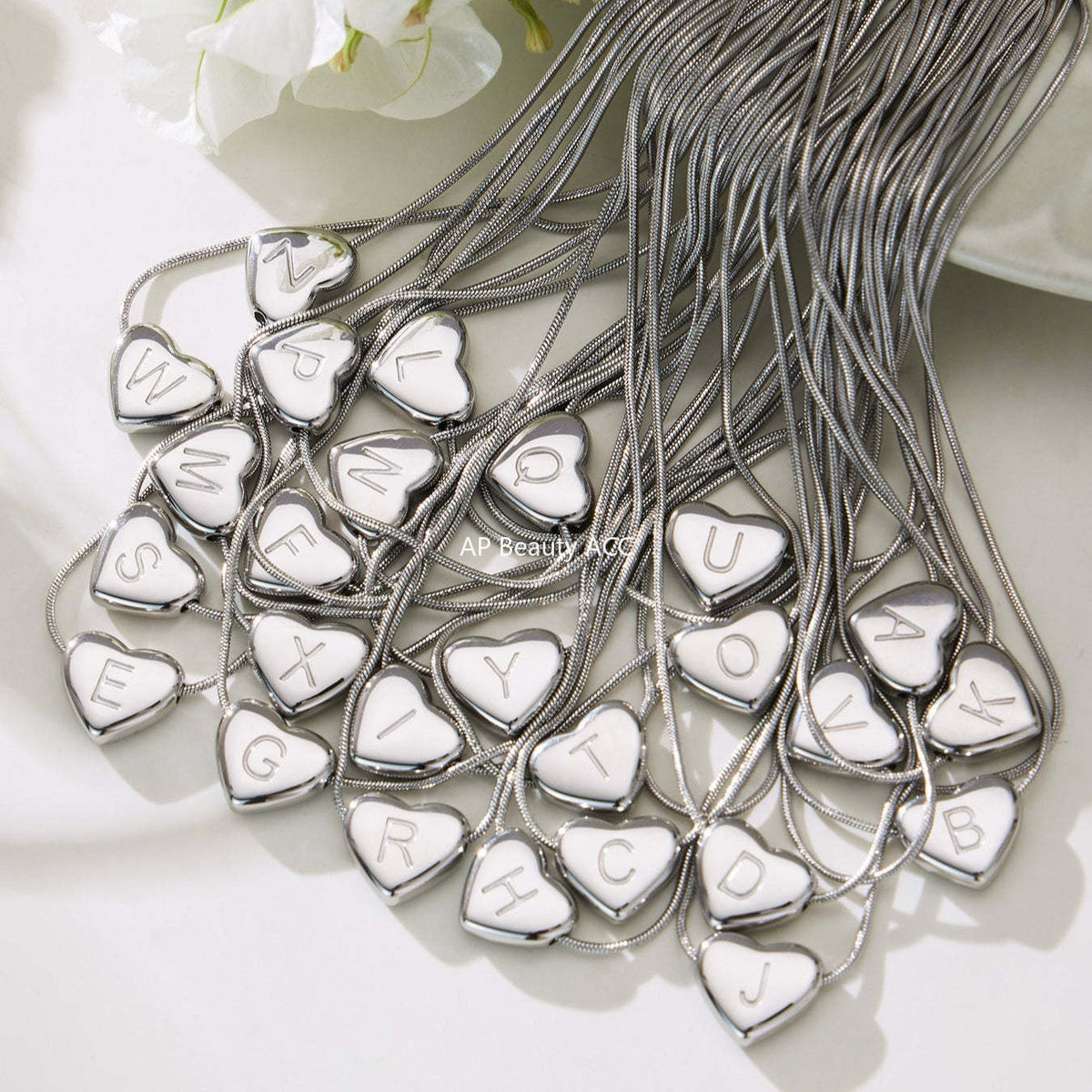 B廠-不鏽鋼26字母愛心吊墜鎖骨項鍊歐美熱銷款時尚輕奢飾品鍍18k真金「RP020」25.12-1
