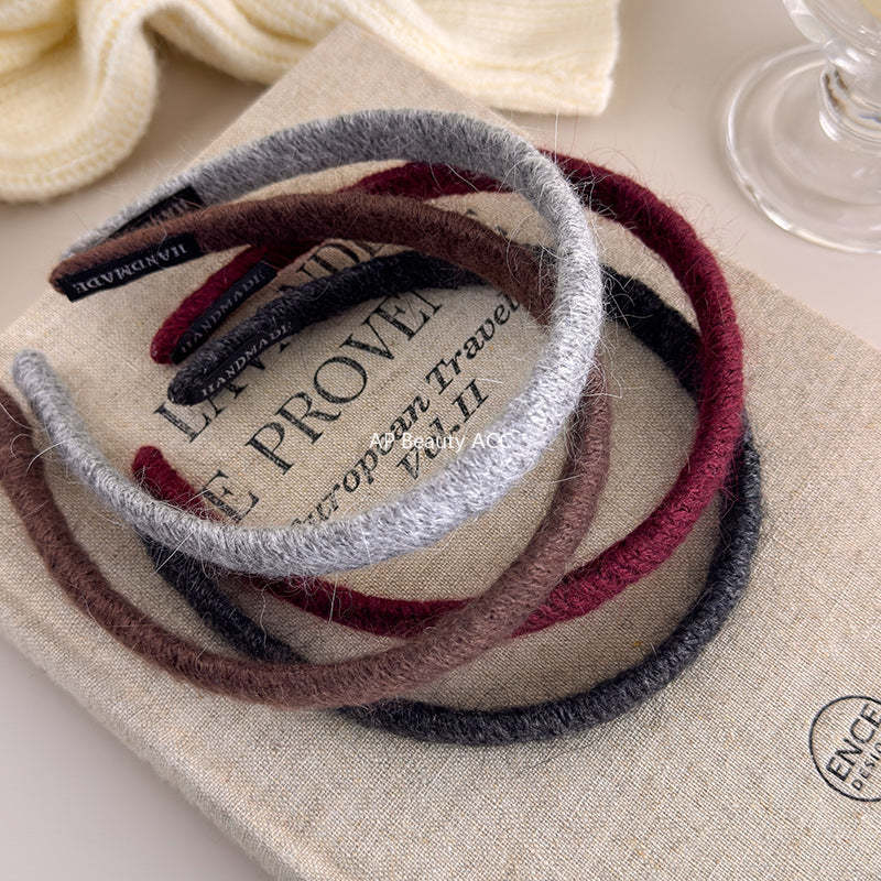 E廠-秋冬毛線針織細髮箍女2025新款高顱頂洗臉壓髮頭箍洋氣外出髮卡「27651」25.11-3