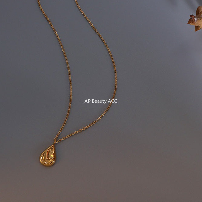 B廠-歐美新款水滴異形鎖骨項鍊法式小眾設計感鈦鋼材質項飾「P1012」25.11-2