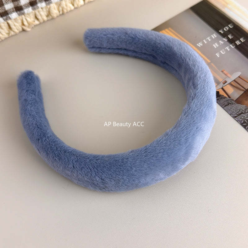 E廠-秋冬仿兔毛軟糯毛毛高顱頂寬髮箍氣質百搭溫暖毛絨絨壓髮頭箍髮飾「19179」25.11-3