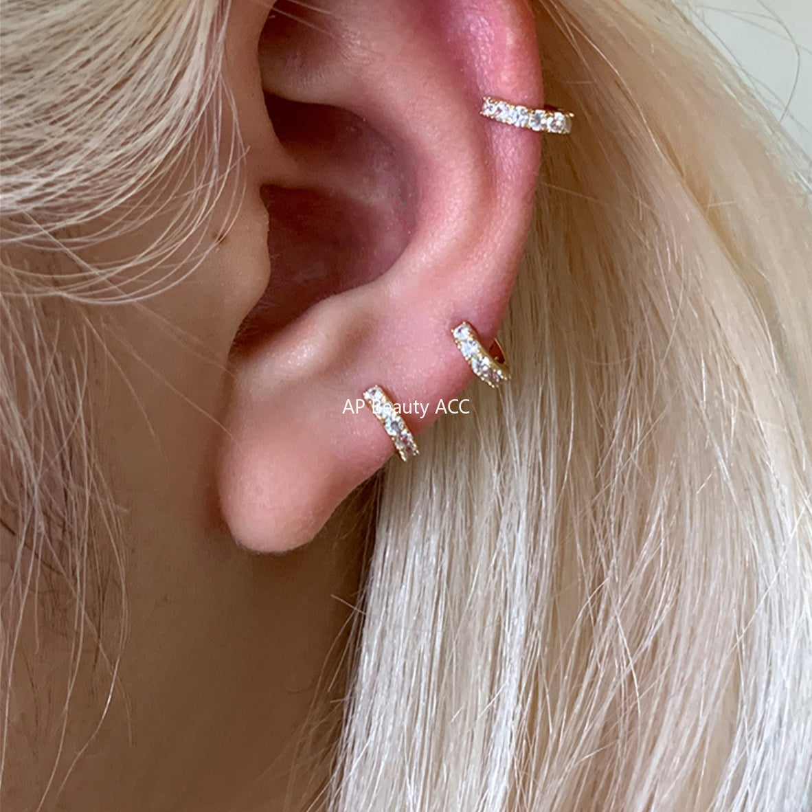 C廠-極簡冷淡風鋯石耳環女輕奢高級感mini純銀耳圈精緻時尚氣質耳扣「EH-4209」25.10-3