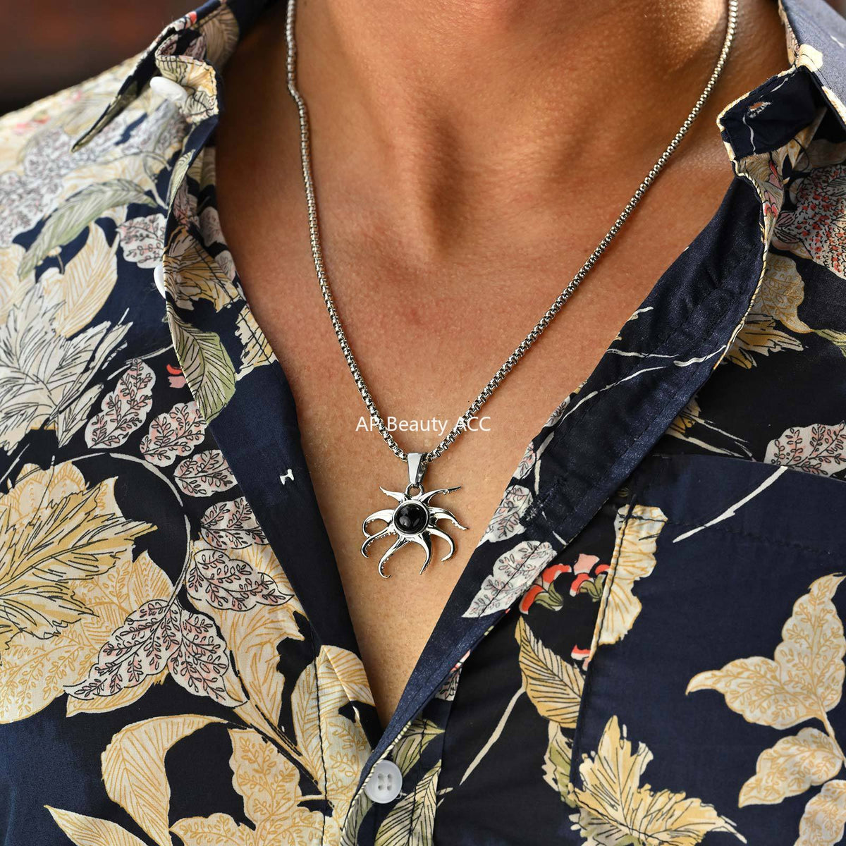 G廠-不鏽鋼男士小眾設計感酷颯個性黑瑪瑙八爪魚吊墜「PN-2220」25.12-2