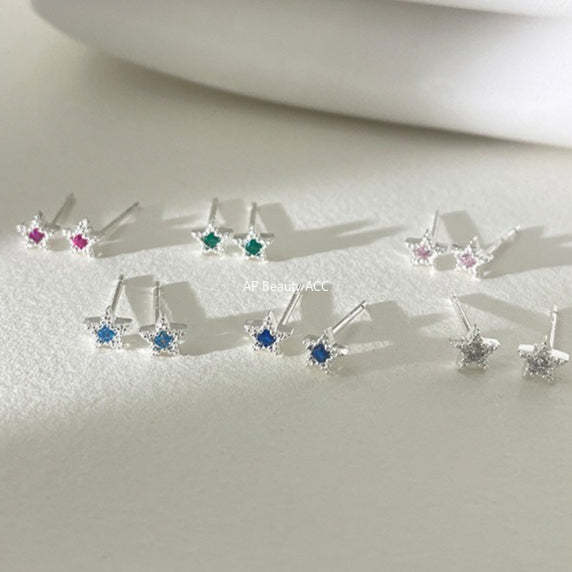 C廠-925純銀星星鋯石耳釘女時尚簡約氣質設計感甜美耳骨釘ins百搭耳飾「EH-4294」25.12-1