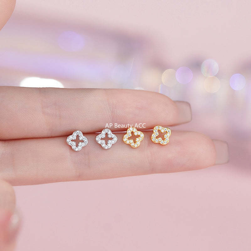 D廠-S999足銀四葉草耳環輕奢法式復古新氣質小眾個性溫柔耳飾「YC7533E」25.11-3