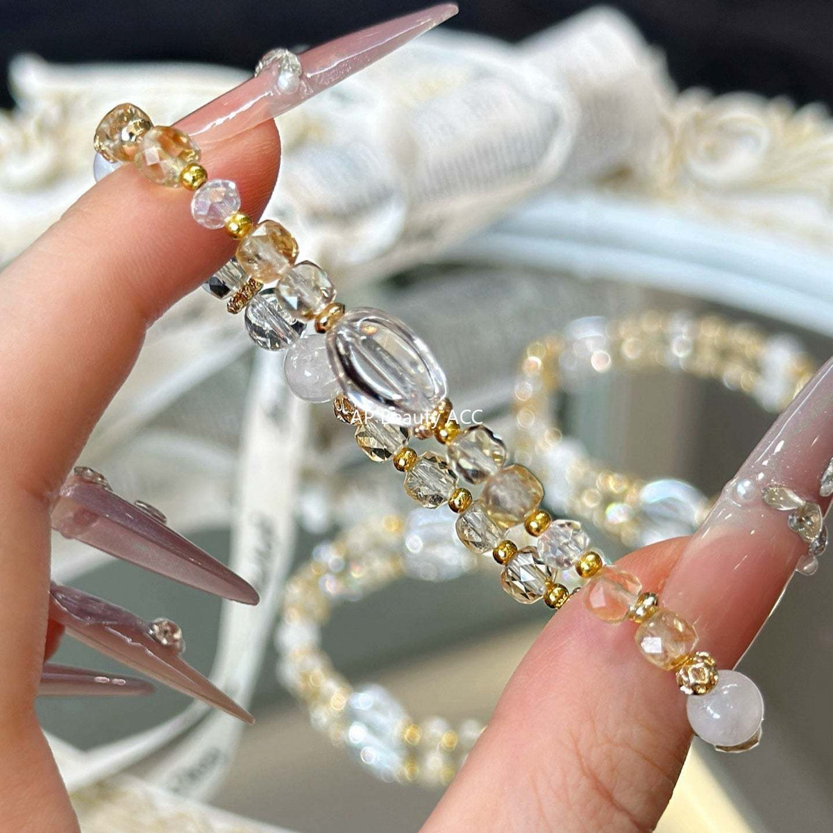 AS廠-天然黃水晶方塊財運暴富白水晶水滴手鍊手串廠家直銷「l2913」25.10-4