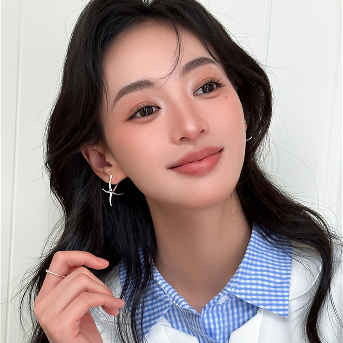 C廠-不規則光面海星耳扣女簡約小眾設計感個性獨特精緻百搭耳環耳飾「EH-3816」25.07-2